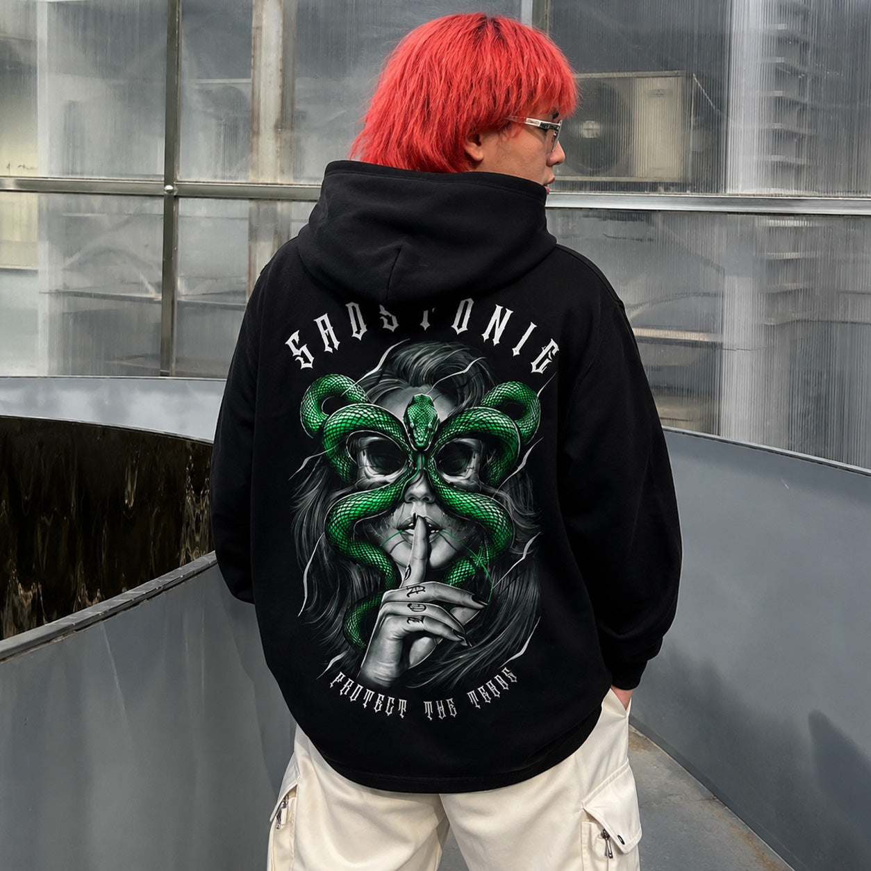 Medusa Snake Mask Graphic Oversized Hoodie - Sadstonie – SADSTONIE