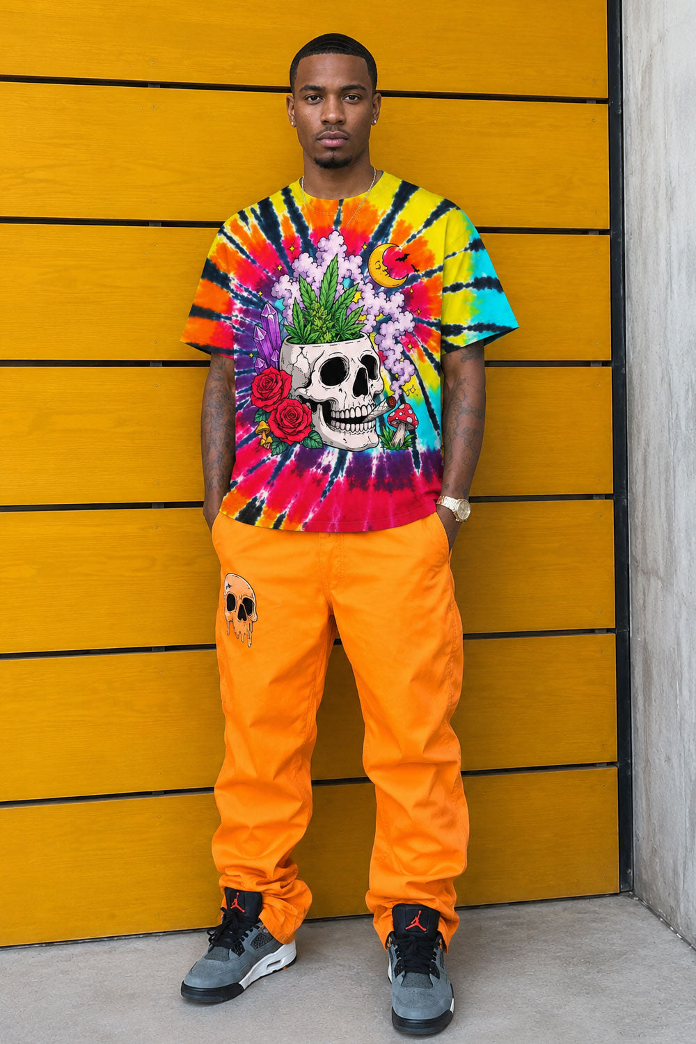 Vintage Skull 420 Graphic Tie-Dye Tee