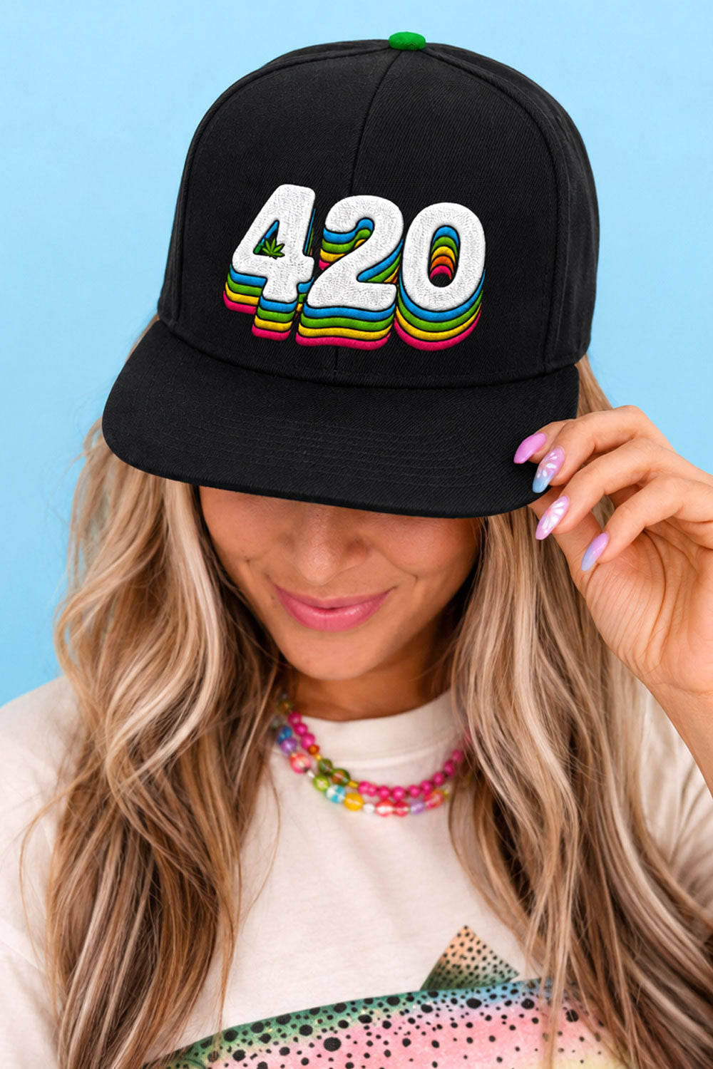 Rainbow 420 Embroidered Snapback Hat