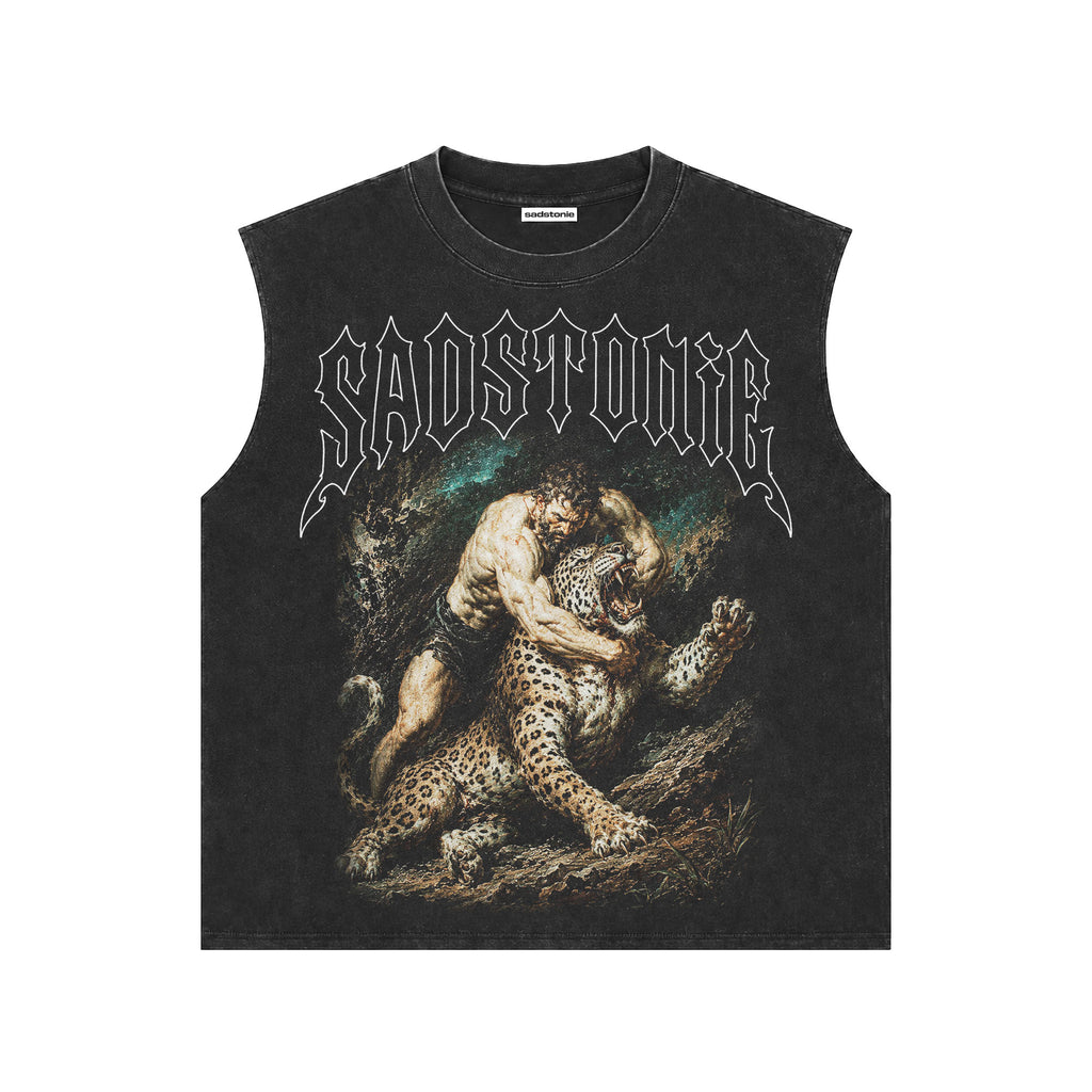 Hercules Leopard Graphic Vintage Sleeveless Tee