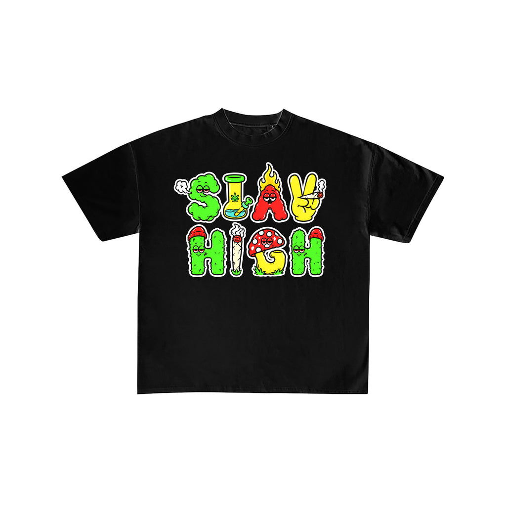 Stay High Cartoon Graphic T-Shirt
