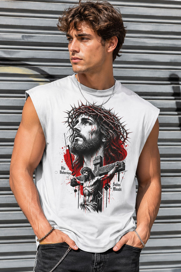 Catholic Trash Polka Muscle Tee White Cotton