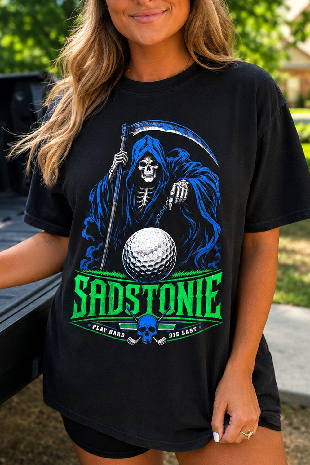 Grim Reaper Golf Graphic Black Tee