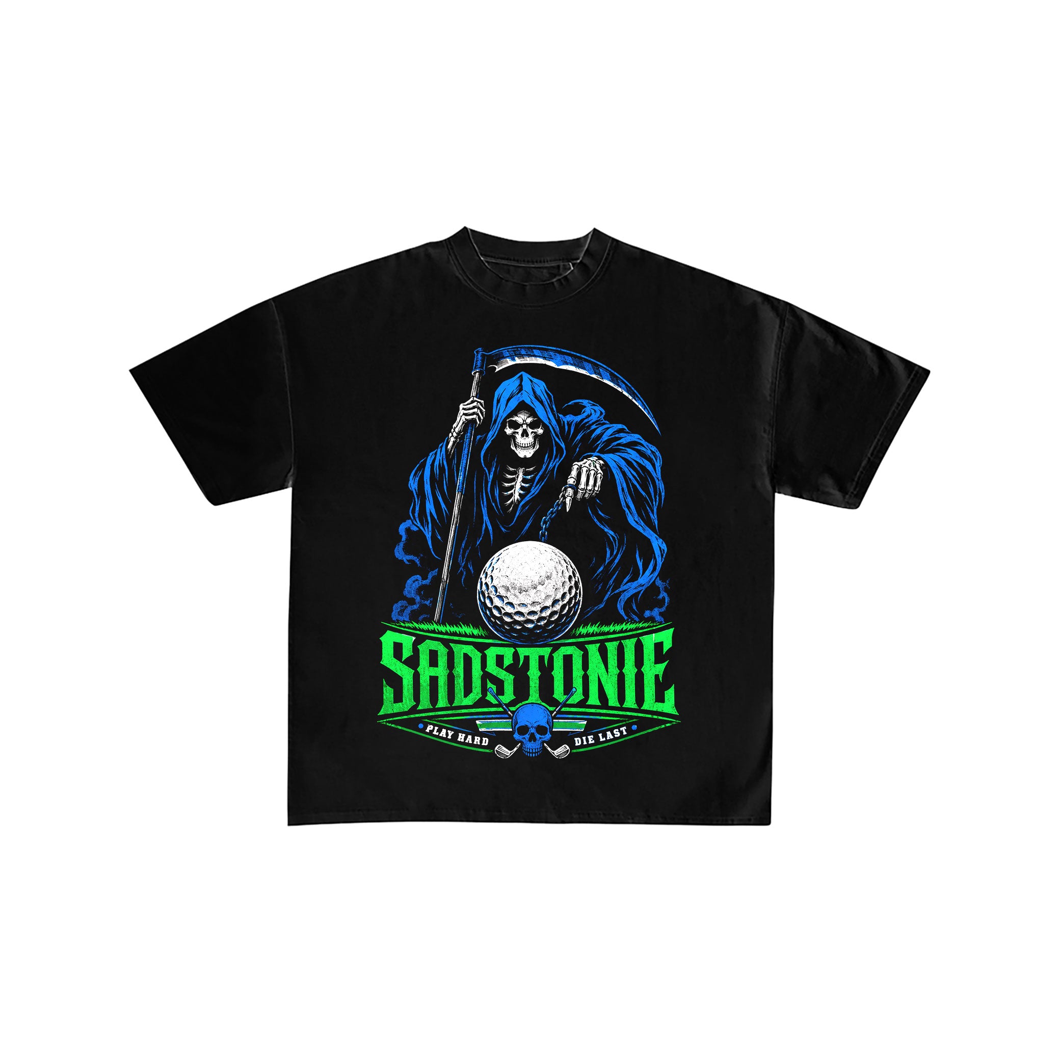 Grim Reaper Golf Graphic Black Tee