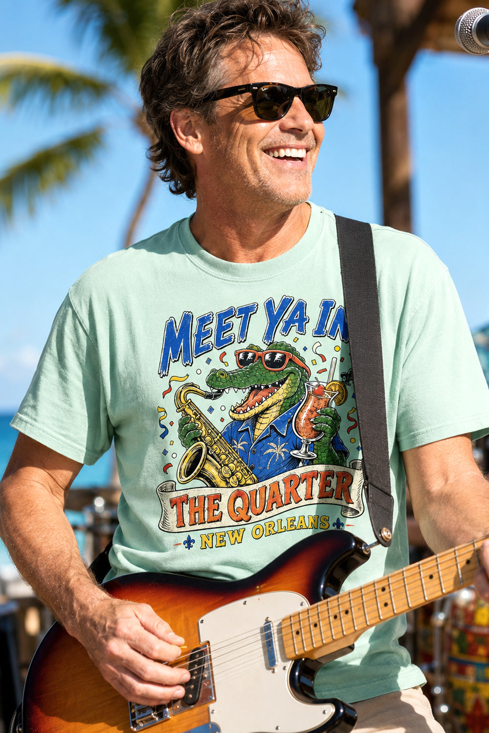 New Orleans Gator The Quarter Mint Graphic Tee