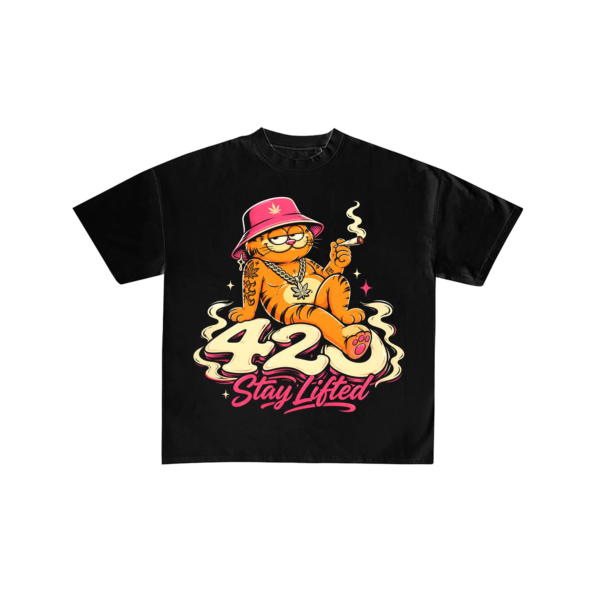 420 Stay Lifted Cartoon Cat Graphic Tee
