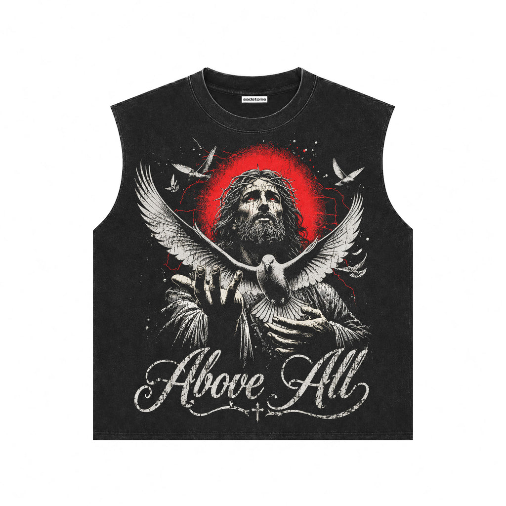 Above All Jesus Dove Graphic Muscle Tee