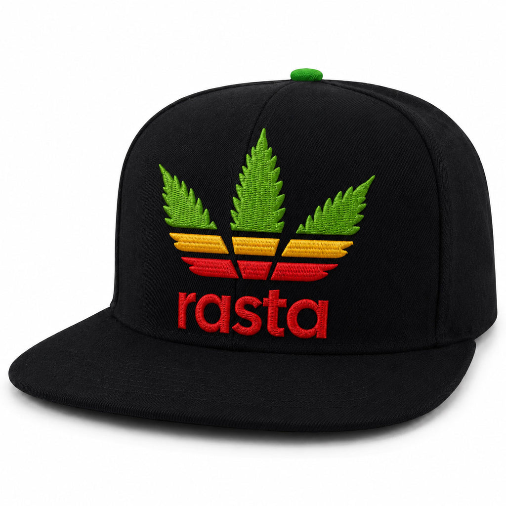 Rasta Weed Leaf Embroidered Snapback Hat
