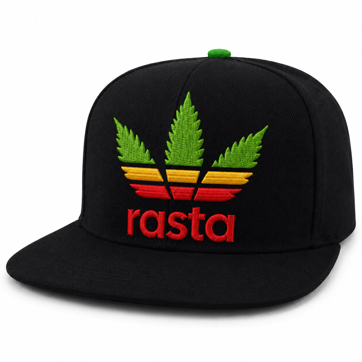 Rasta Weed Leaf Embroidered Snapback Hat