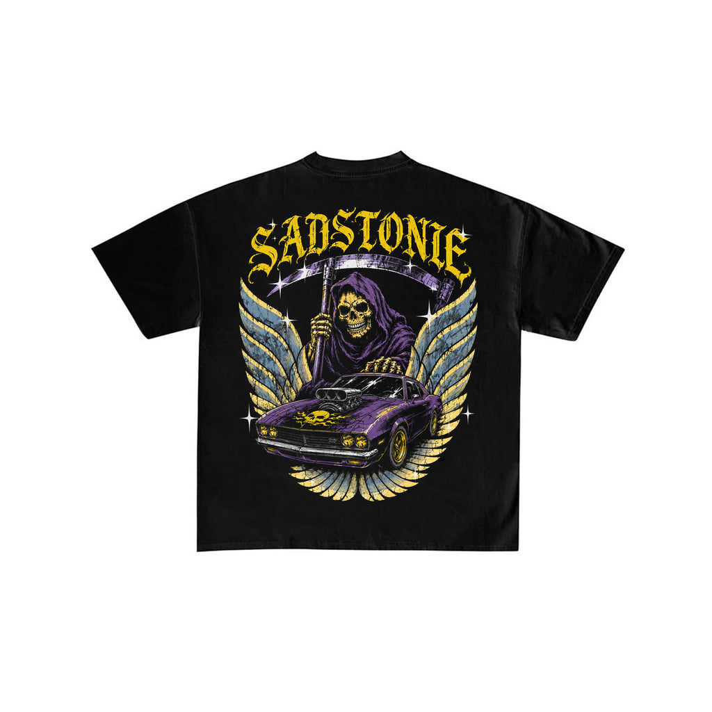 Grim Reaper Muscle Car Graphic Black Tee