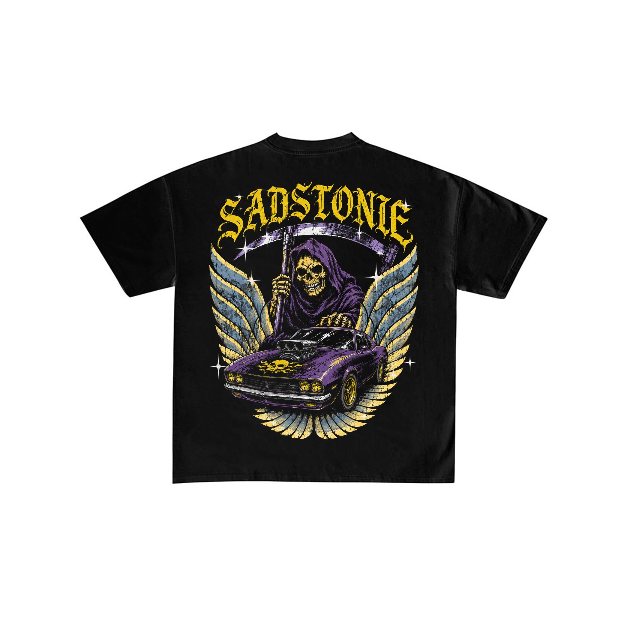 Grim Reaper Muscle Car Graphic Black Tee