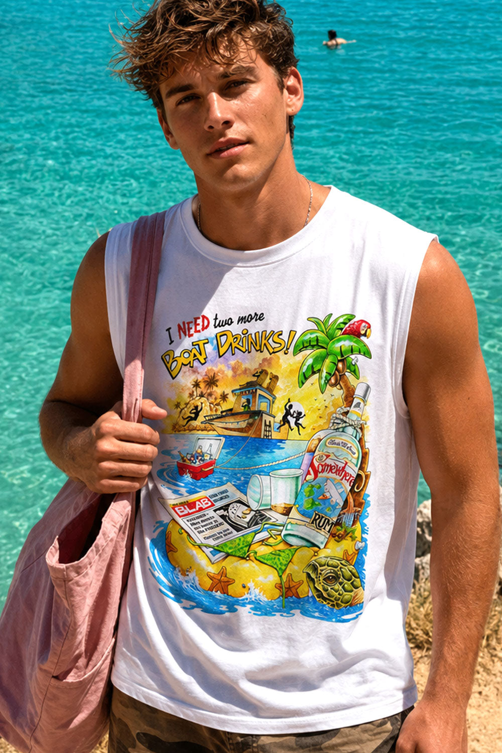 Boat Drinks Graphic Sleeveless Tee
