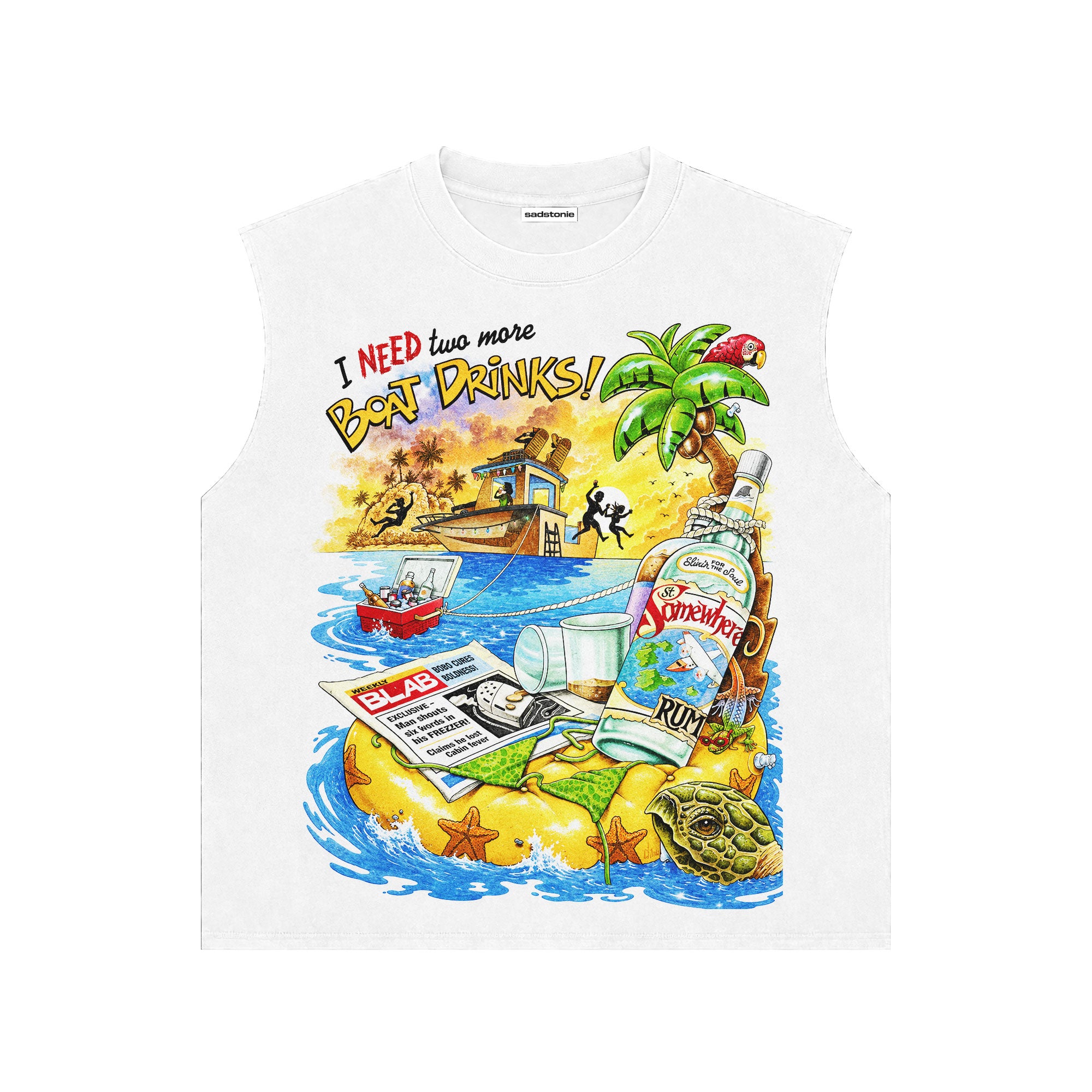 Boat Drinks Graphic Sleeveless Tee