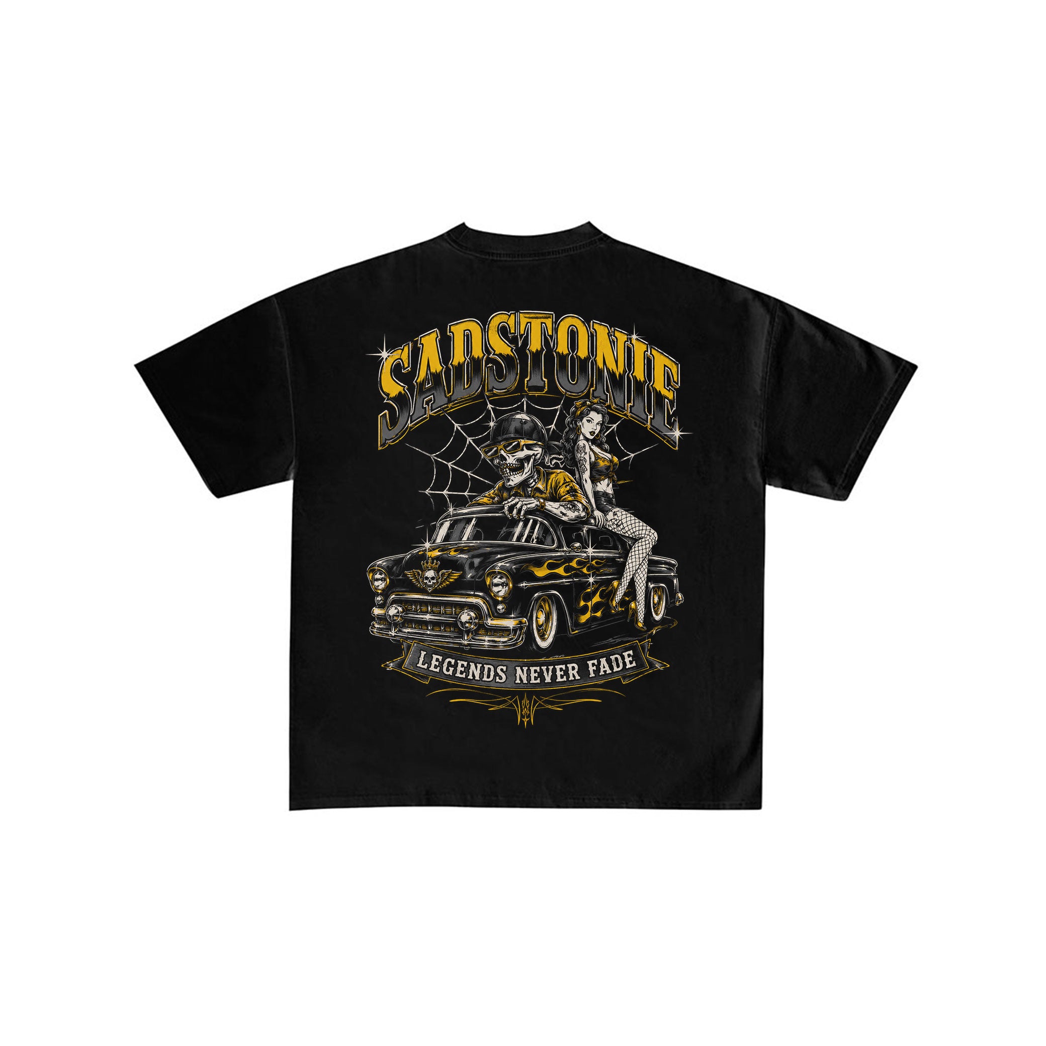 Vintage Car Skeleton Graphic T-Shirt