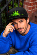 Weed Leaf Heartbeat Embroidered Snapback Hat