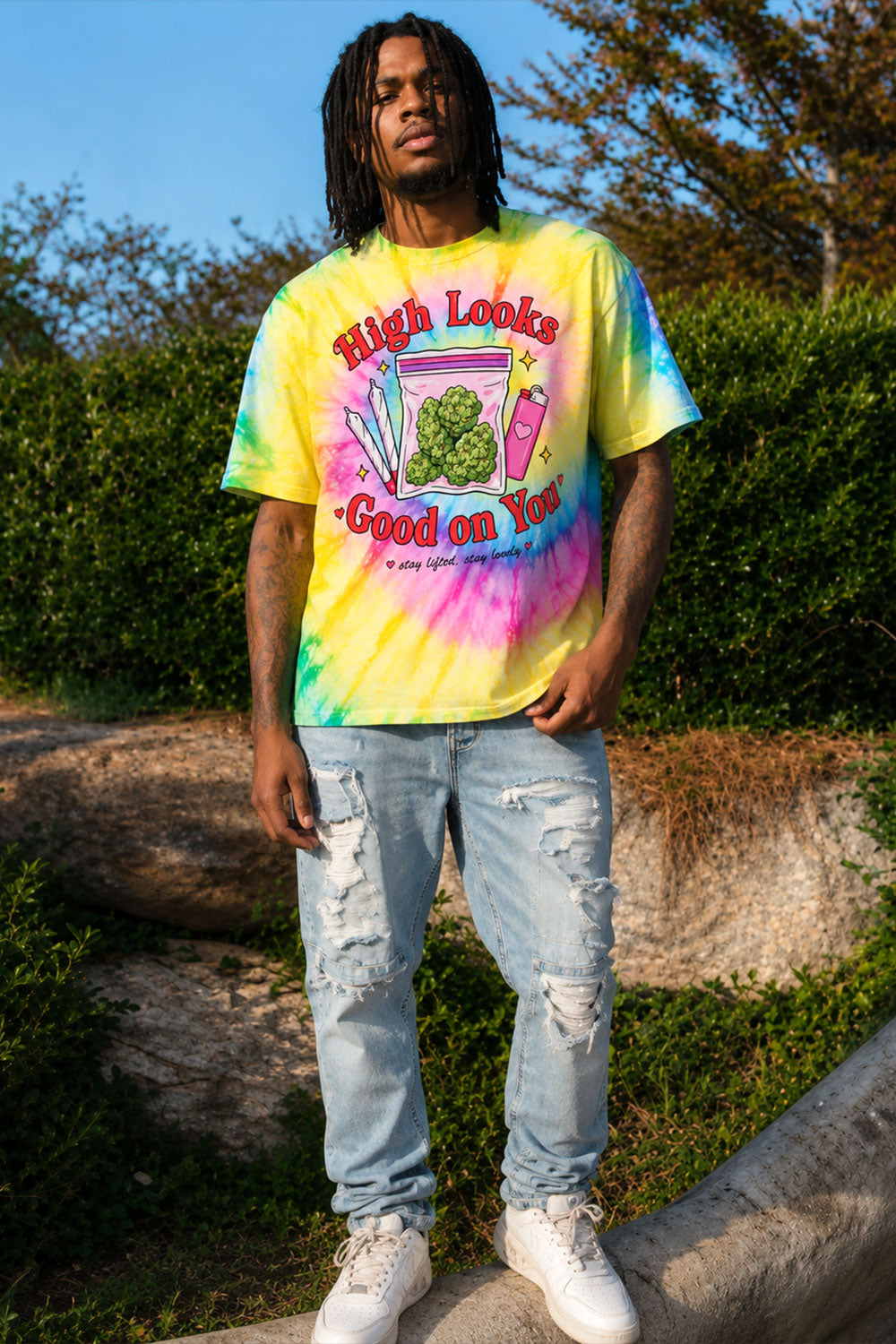Vintage High Looks Good On You Tie Dye Tee