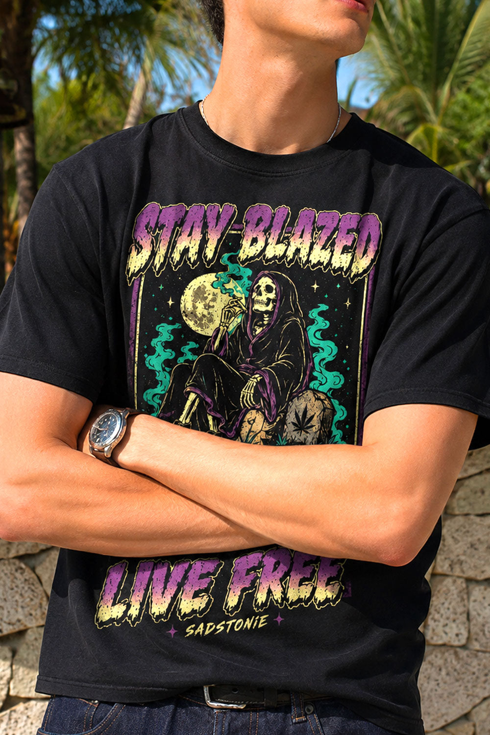 Stay Blazed Live Free Grim Reaper Tee