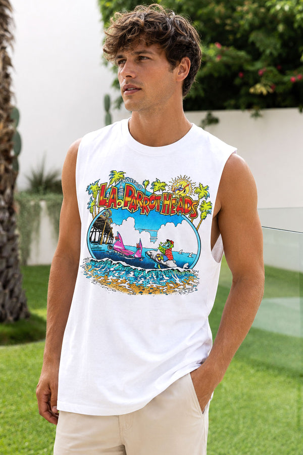 L.A. Parrot Heads Graphic Tank Top