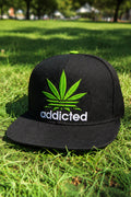 Addicted Weed Leaf Embroidered Snapback Hat
