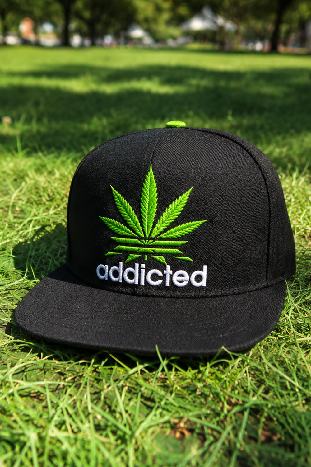 Addicted Weed Leaf Embroidered Snapback Hat