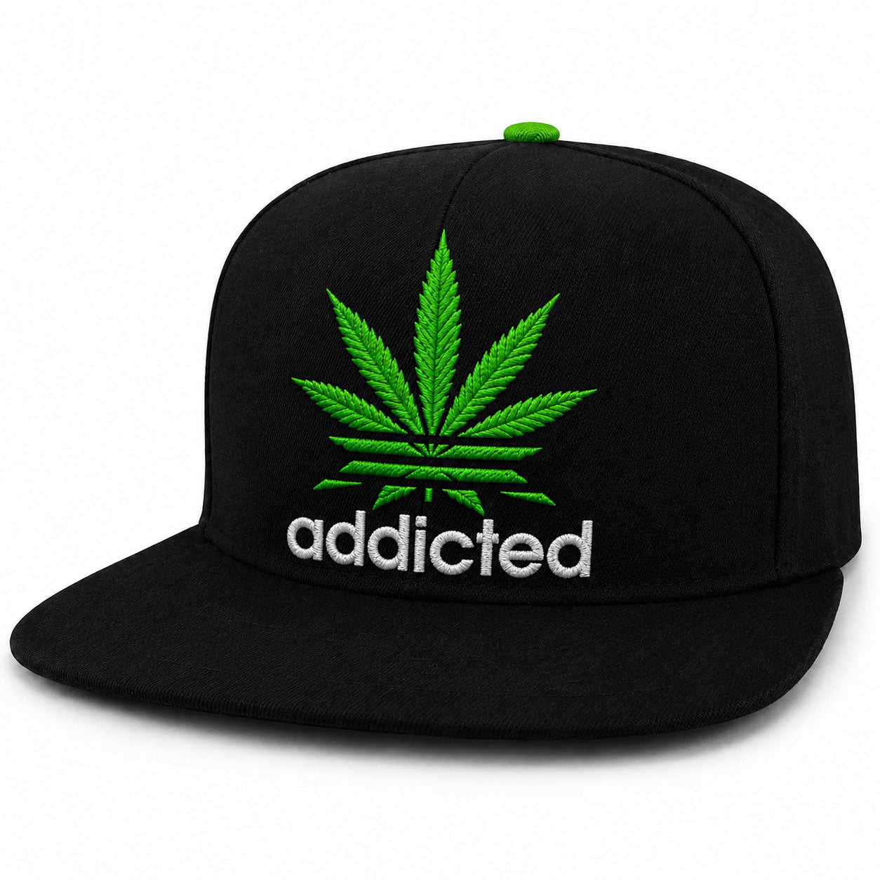 Addicted Weed Leaf Embroidered Snapback Hat