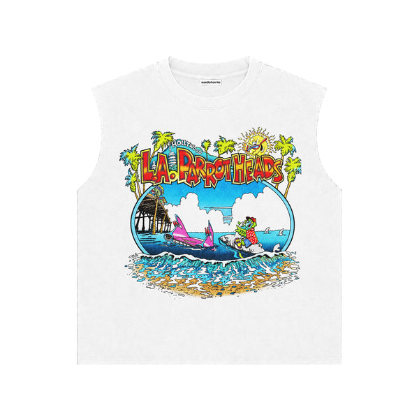 L.A. Parrot Heads Graphic Tank Top
