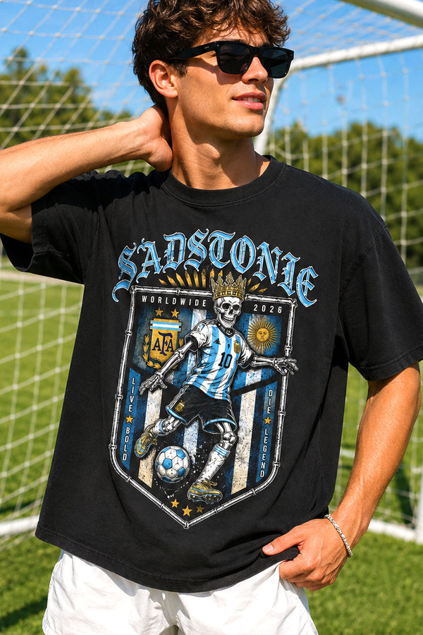 Argentina Soccer Skeleton Graphic T-Shirt