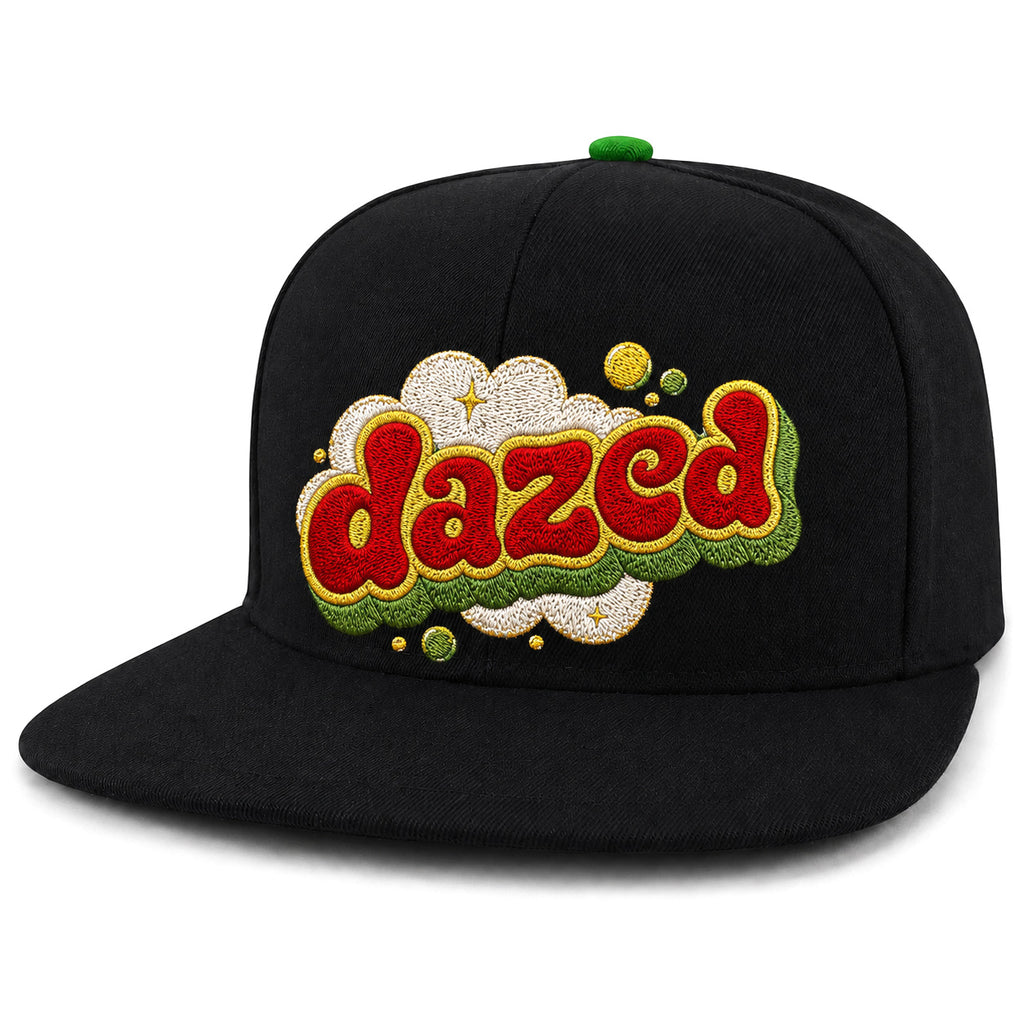 Retro Dazed Embroidered Black Snapback Cap