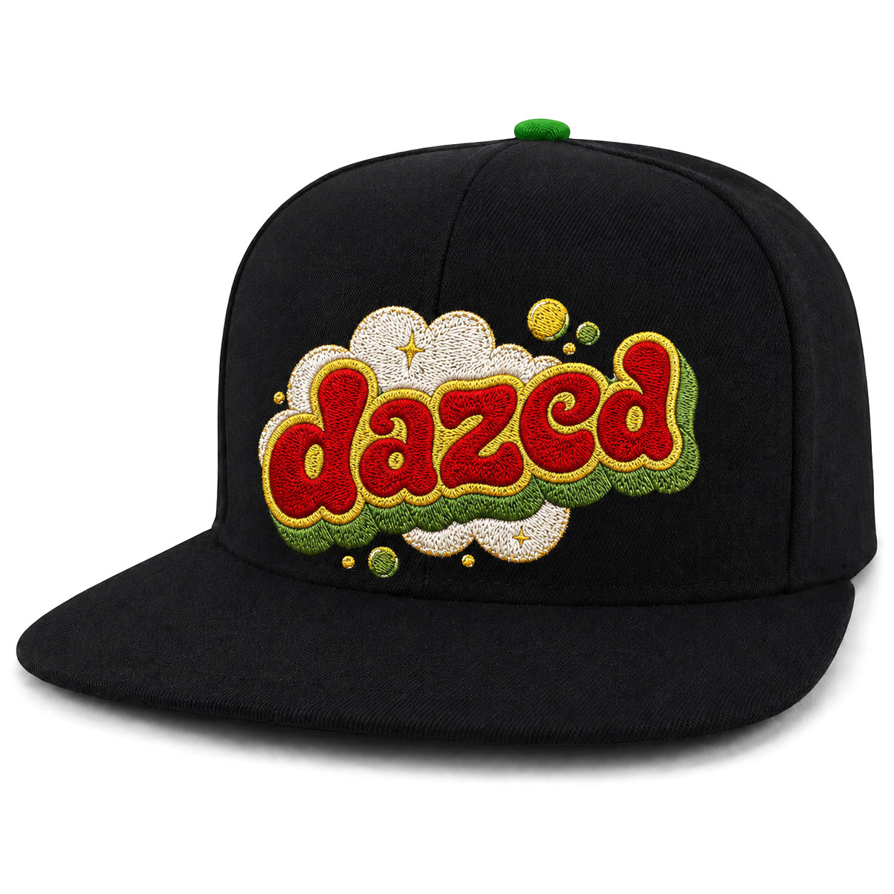 Retro Dazed Embroidered Black Snapback Cap