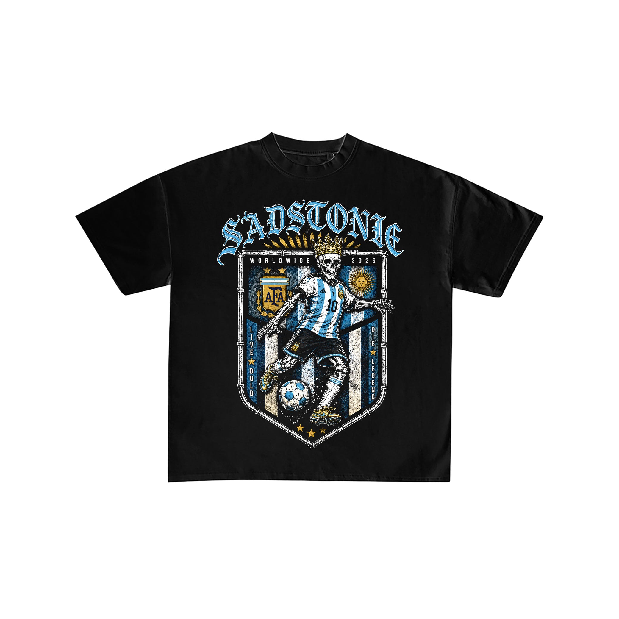Argentina Soccer Skeleton Graphic T-Shirt