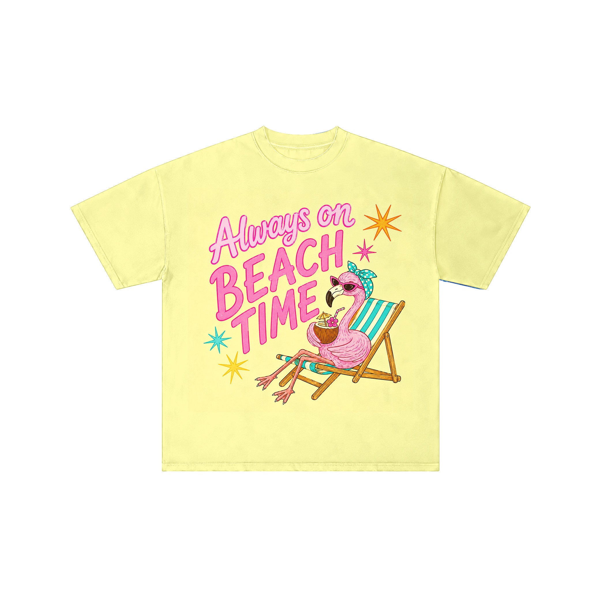 Always On Beach Time Flamingo Graphic Tee
