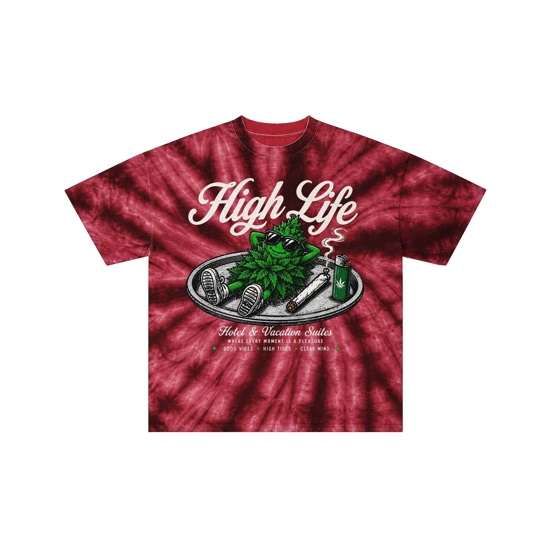 High Life Maroon Tie Dye Graphic Tee