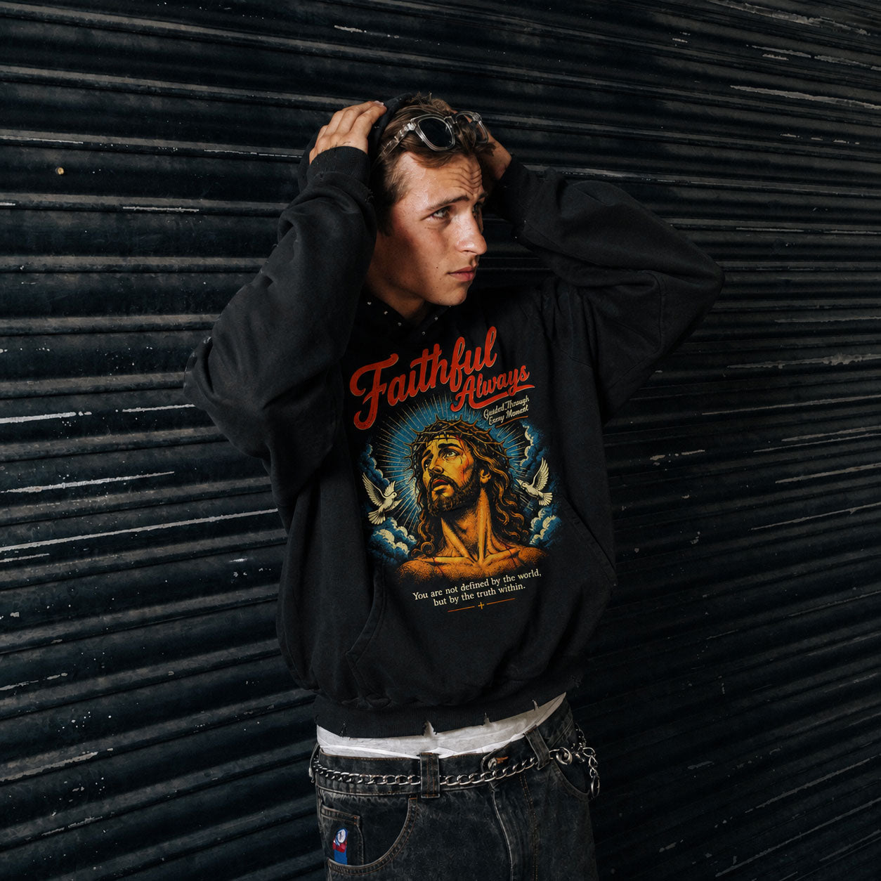 Faithful Always Vintage Graphic Cropped Hoodie