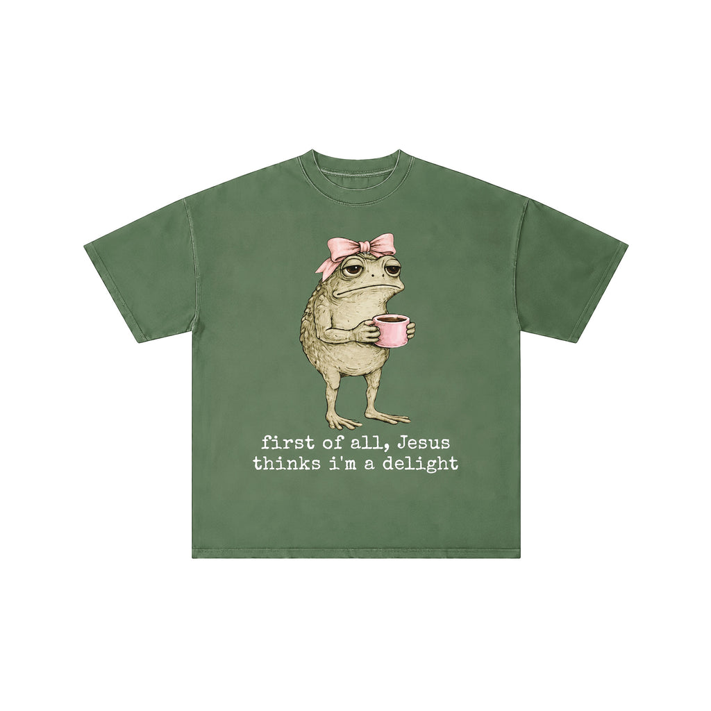 Jesus Thinks I'm a Delight Frog Green T-Shirt