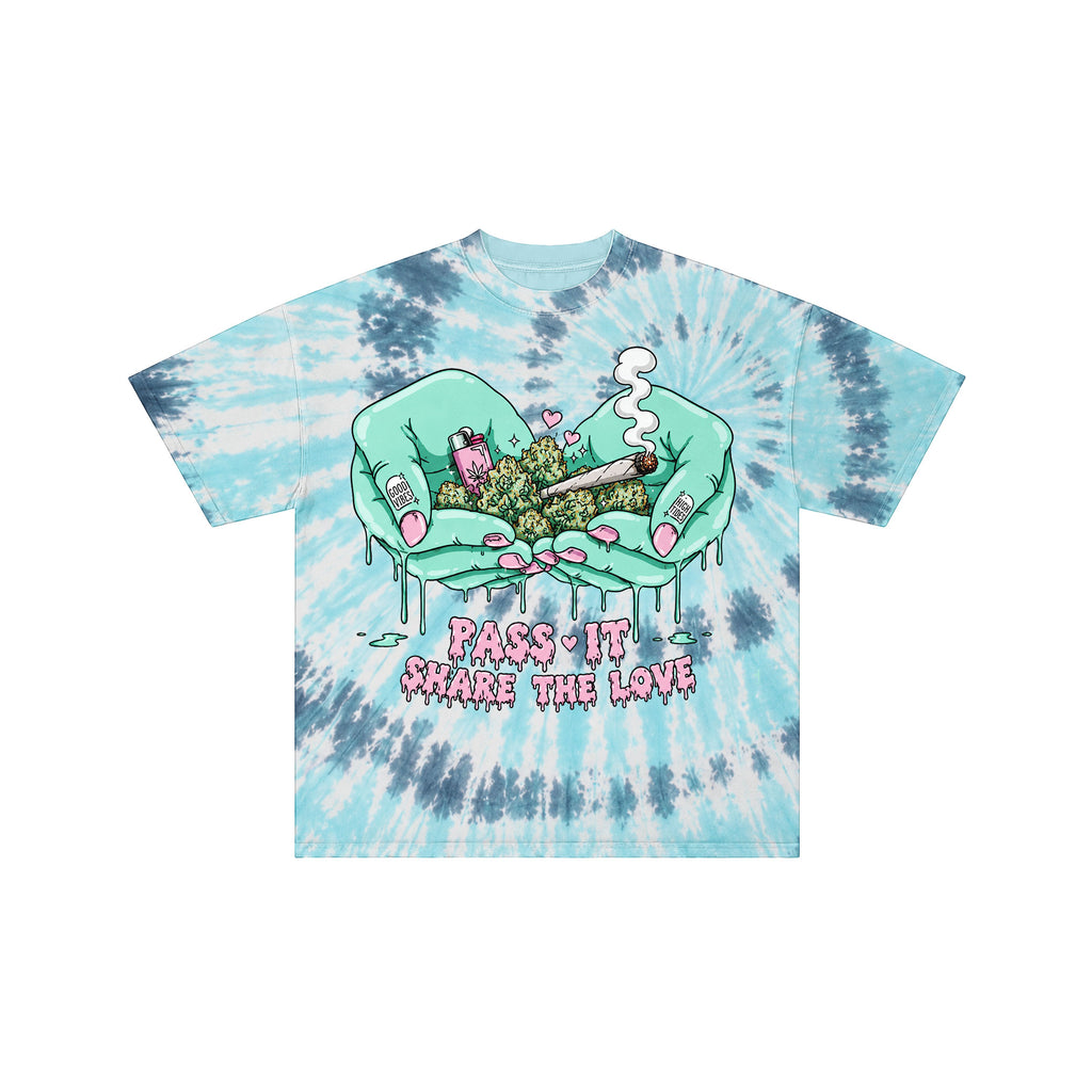 Pass It Share The Love 420 Tie Dye Streetwear Tee