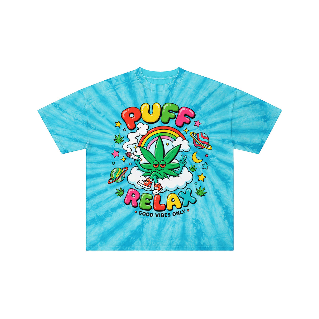 Puff Relax 420 Blue Tie Dye Graphic Tee