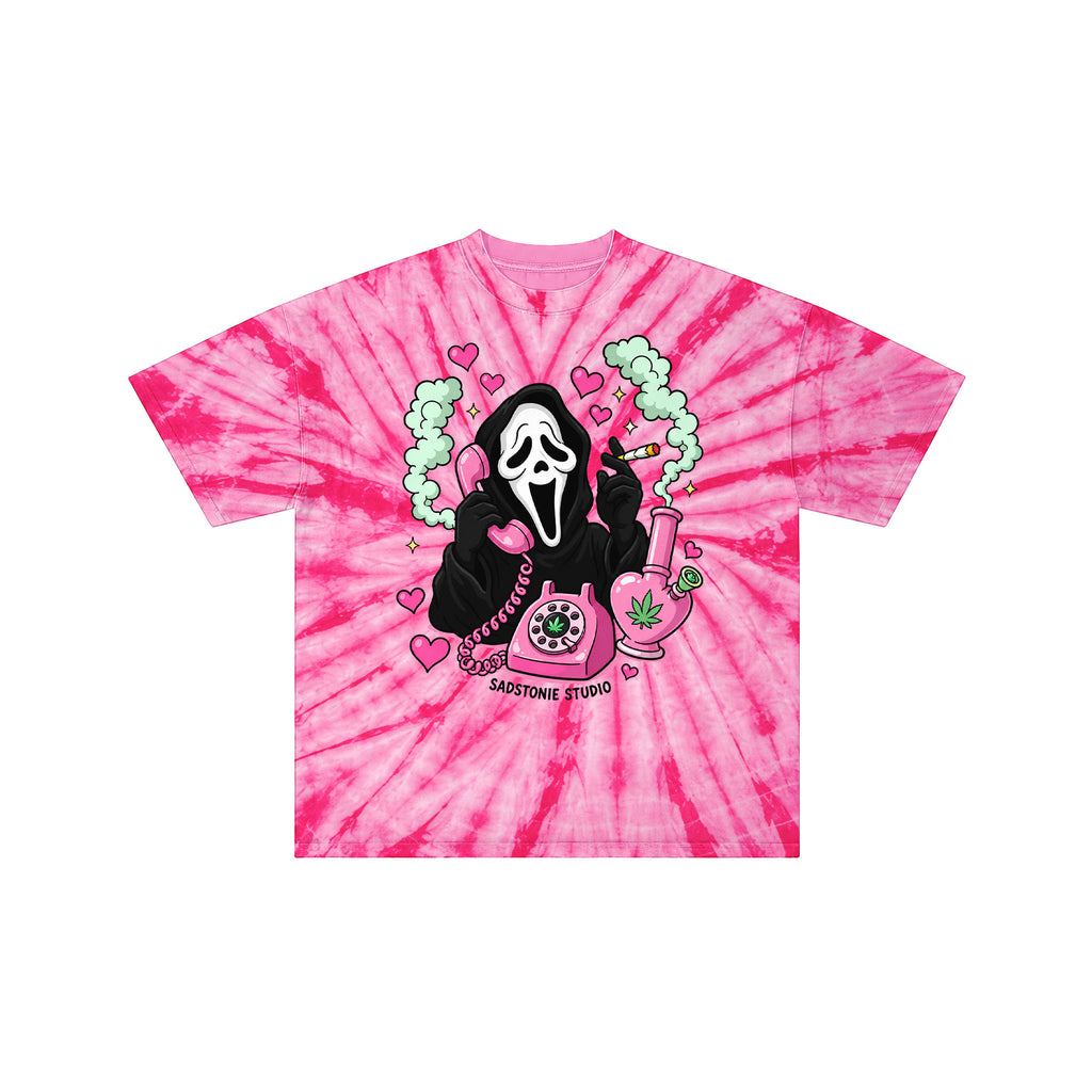 Gothic Ghost Pink Acid Wash Stoner Tee