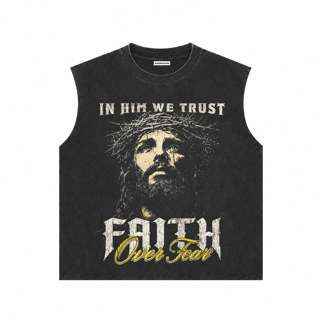 Jesus Faith Over Fear Muscle Tee Washed Cotton