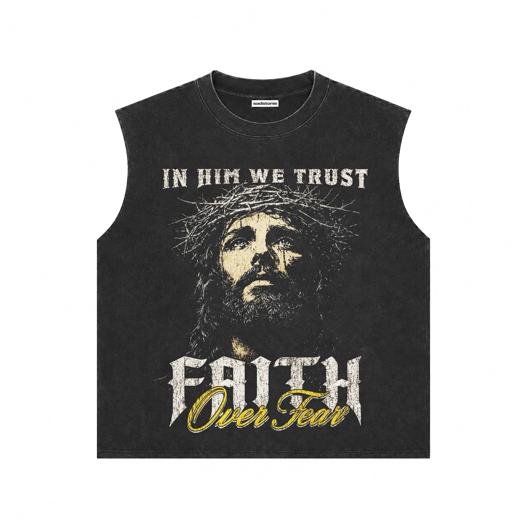 Jesus Faith Over Fear Muscle Tee Washed Cotton