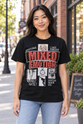 Mixed Emotion Retro Graphic Black T-Shirt