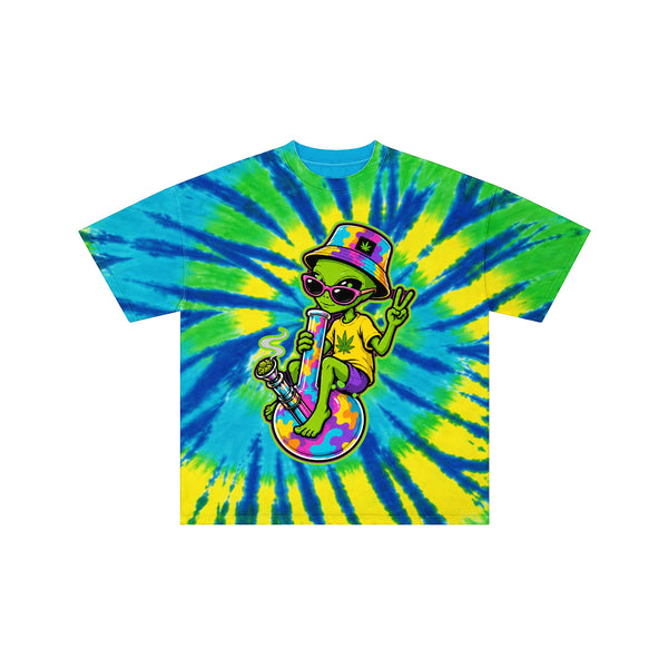 Alien Bong Character Tie-Dye Graphic Tee