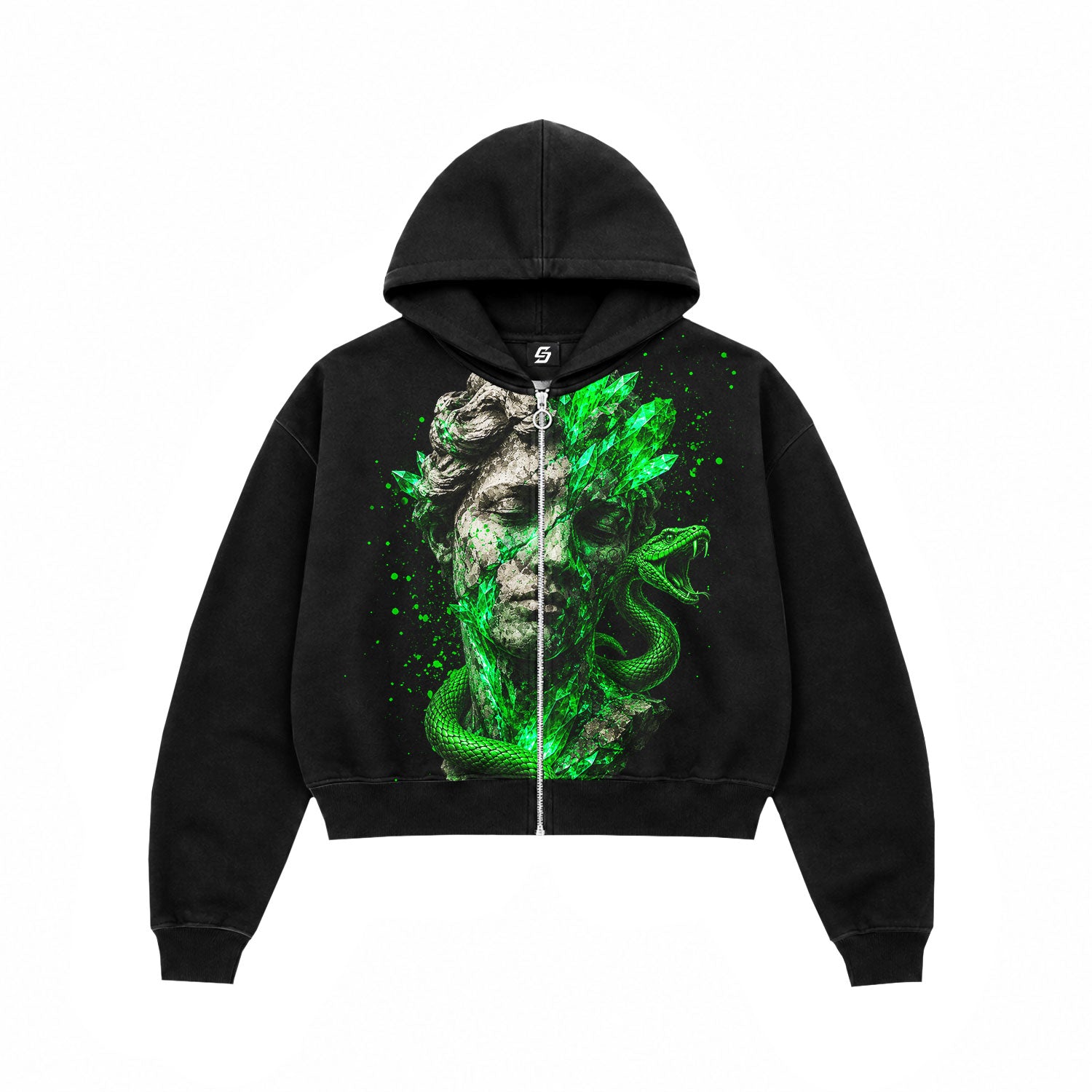 Medusa Crystal Myth Graphic Zip-Up Hoodie - Sadstonie – SADSTONIE