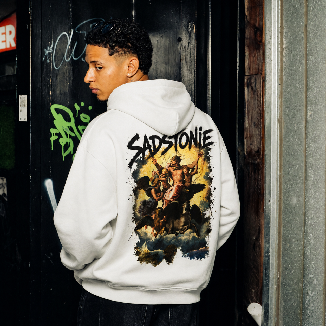 Renaissance Graphic Oversized White Hoodie