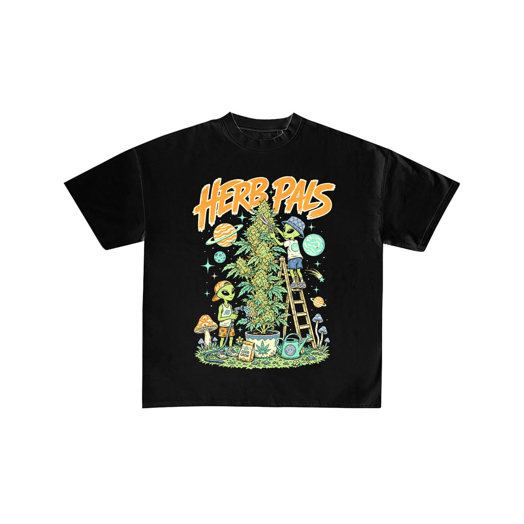Alien Herb Pals Graphic Black T-Shirt