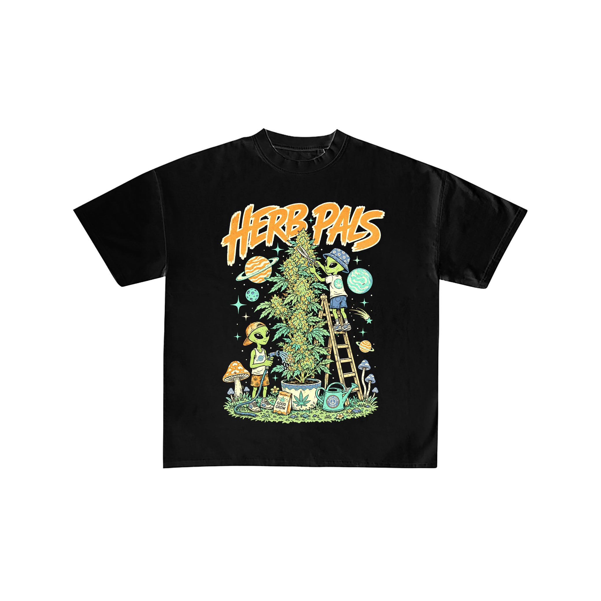 Alien Herb Pals Graphic Black T-Shirt