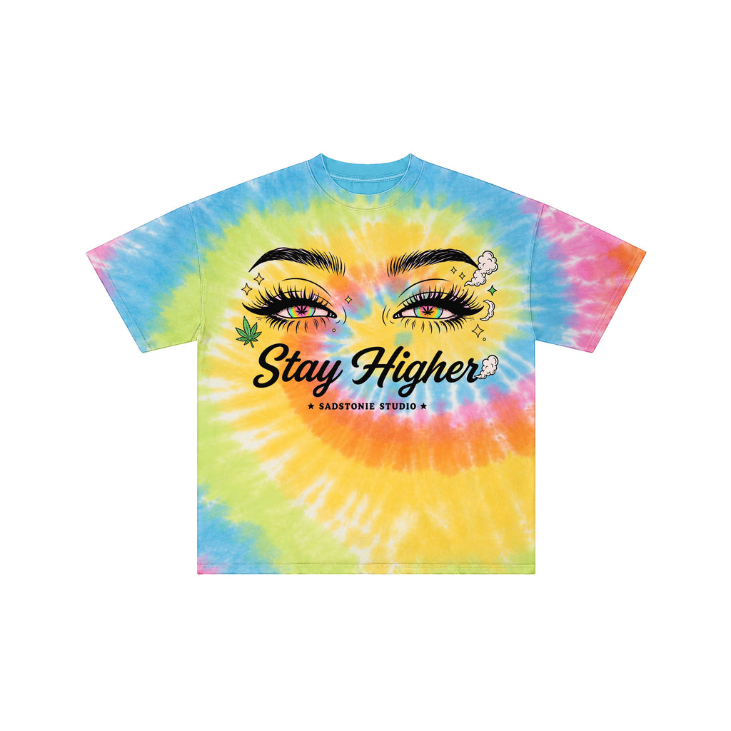 Stay Higher Retro Tie-Dye 420 Graphic Tee