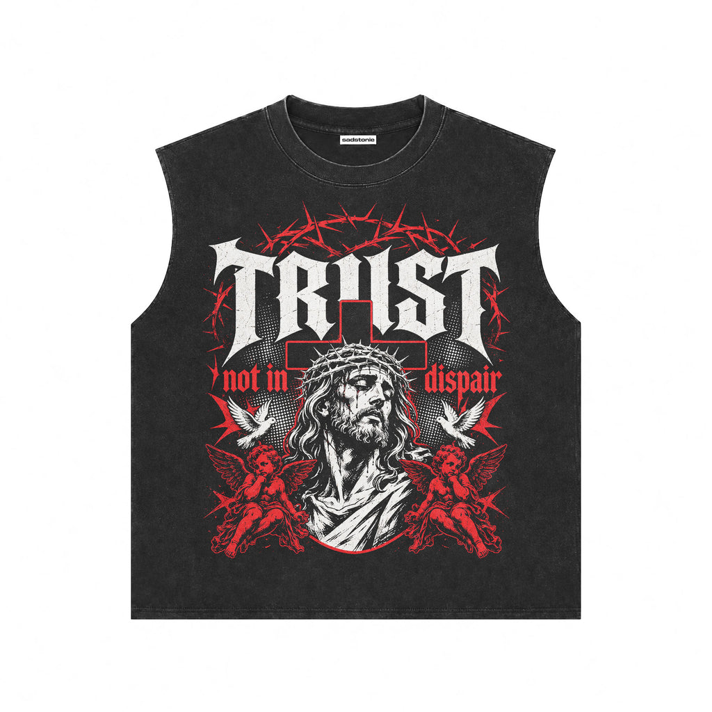 Gothic Christian Muscle Tee Acid Wash Cotton