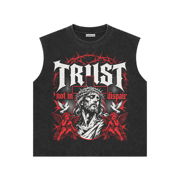 Gothic Christian Muscle Tee Acid Wash Cotton