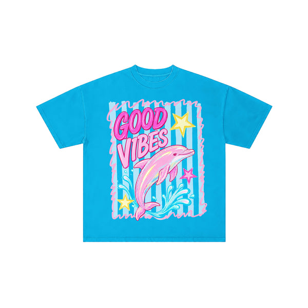 Good Vibes Pink Dolphin Graphic Tee