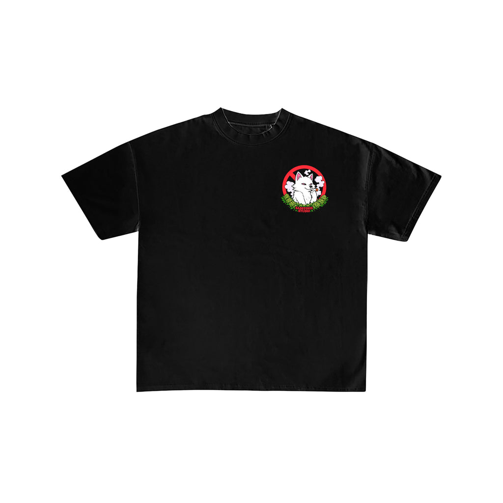 Stoned All Day Cat Graphic Black T-Shirt